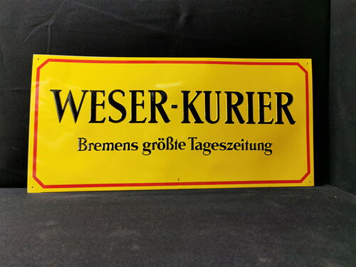Weser-Kurier / Bremens größte Tageszeitung (Blechschild aus der Zeit um 1955/1965)