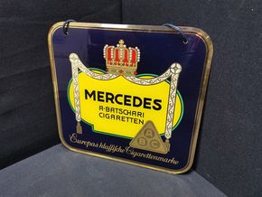 Mercedes Batschari Zigaretten Glasschild (Um 1950)