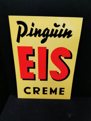 Pinguin EIS Creme - Traumhaft erhaltenes Blechschild aus der Zeit um 1960 (XL)