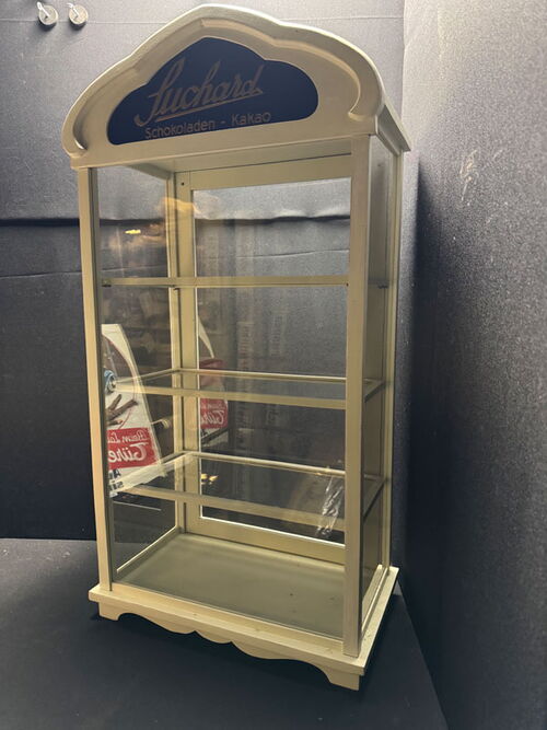 Suchard - Schokoladen - Kakao Vitrine mit Glasschild - 92 x 48 x 28 cm - Um 1950