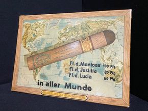 Flor de Montosa Coronas Zigarren in aller Munde  - Werbeschild um 1920