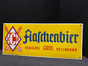 Brauerei Cluss Heilbronn Emailschild Bierschild 55 x 23 - D um 1930/50