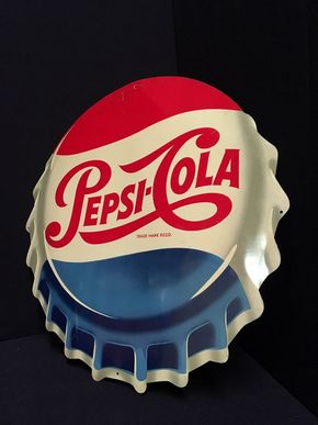 Pepsi Cola Blechschild in Kronkorkenform um 1960