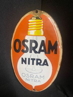 Osram Nitra Glühlampen - Türschild Emailschild - um 1915