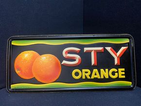 Sty Orange Limonade - altes Blechschild Belgien 1937