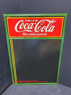 Coca Cola Blechschild mit Tafelbereich (Frühe 30er Jahre)