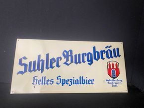 Suhler Burgbräu - Gebrüder Jung Burgbrauerei Suhl Blechschild um 1955