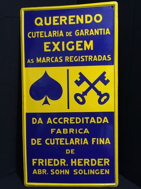 Exigem Emailschild - spanisches Schild für Solinger Messer um 1930 