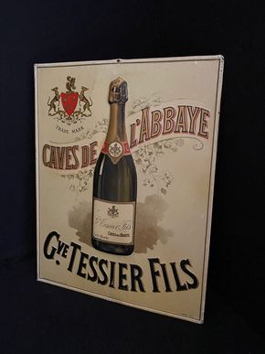 Caves de L´abbaye Gve. Tessier Fils - Blechschild Sekt Champagner 42 x 33 Frankreich um 1925 