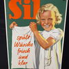 SIL - spült Wäsche frisch und klar- altes Plakat um 1930 83x59 cm Zustand Top - B Ware