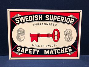 Swedish Superior Streichhölzer (Schweden) Blechschild aus dem Archiv der Plakatindustrie (A71)