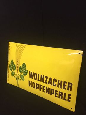 Wolznacher Hopfenperle Alterbräu Wolznach Emailleschild um 1930