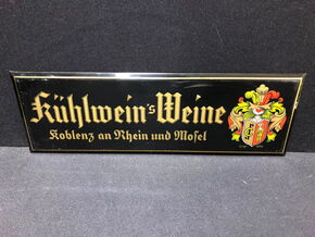 Kühlweins Weine - Vorkriegsblechschild mit Semi-Glas-Überzug (A79)