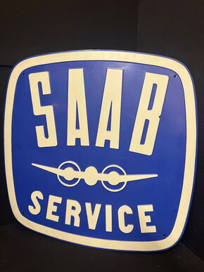 Saab Service - Blechschild geprägt -  75 x 75 cm - D um 1955