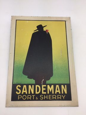 Sandeman Port & Sherry Don Blechschild als Aufsteller - signiert Massiot - Belgien um 1947