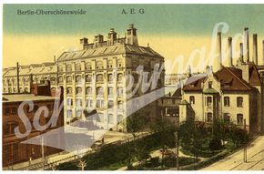Postkarte mit dem alten AEG Betriebsgebäude in Berlin