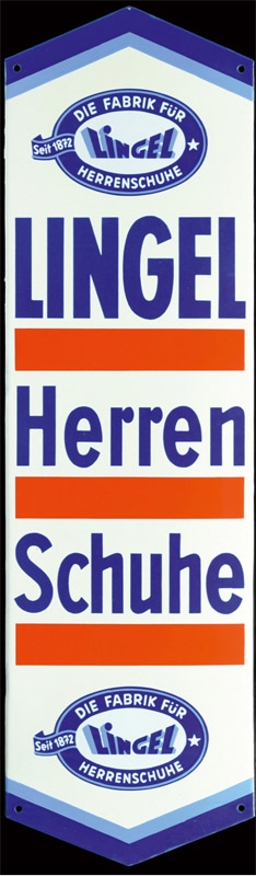 Lingel Herren Schuhe - Die Fabrik für Herrenschuhe (Emailleschild um 1930)